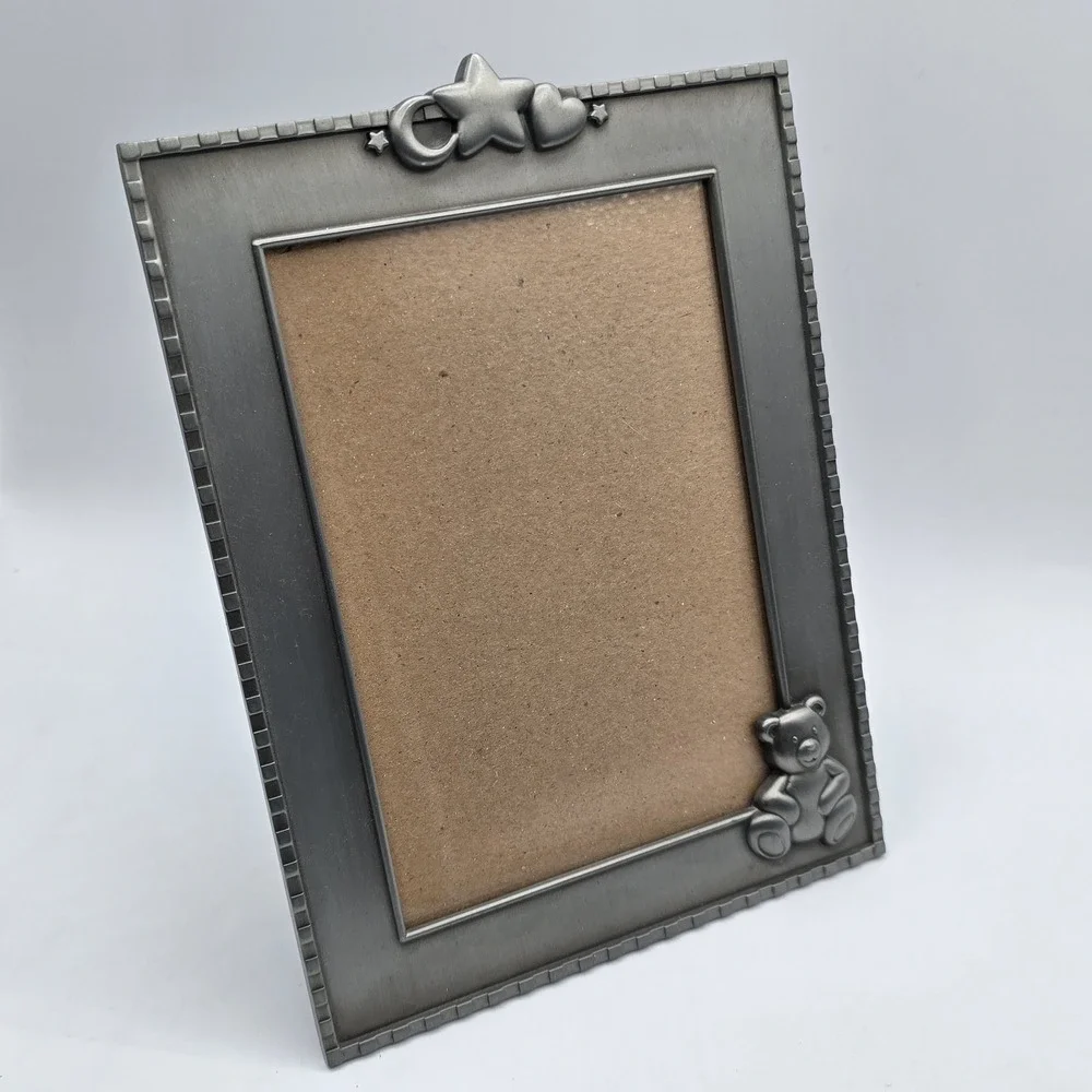 Teddy Bear on Rocking Horse Baby Picture Photo‎ Frame for 2x3 Photo Vtg Petwer